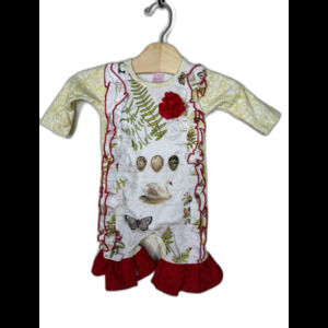 Giggle Moon Baby Girl Ruffle Romper Swan Butterfly Red Rose Cotton 3M